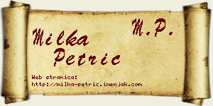 Milka Petrić vizit kartica